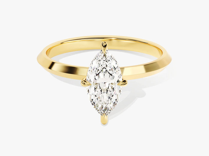 1.0CT Marquise Diamond Knife Edge Solitaire Moissanite Engagement Ring
