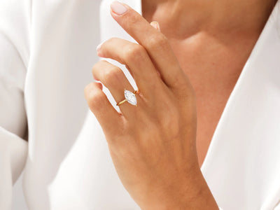 2.0CT Marquise Diamond Kinfe Edge Solitaire Moissanite Engagement Ring