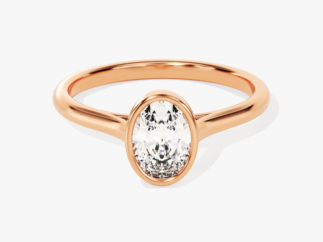 1.0CT Oval  Diamond Bezel Setting Solitaire Moissanite Engagement Ring
