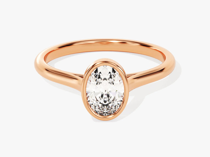 1.0CT Oval  Diamond Bezel Setting Solitaire Moissanite Engagement Ring