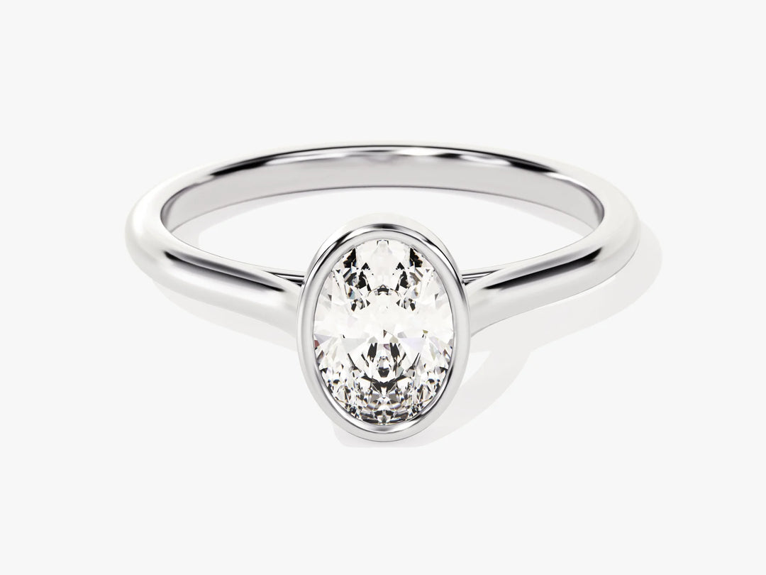1.0CT Oval  Diamond Bezel Setting Solitaire Moissanite Engagement Ring