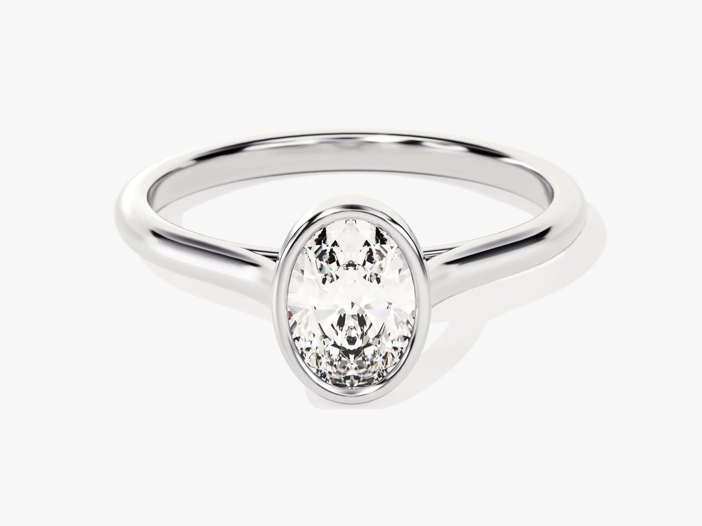 1.0CT Oval  Diamond Bezel Setting Solitaire Moissanite Engagement Ring