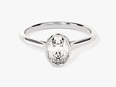 1.0CT Oval  Diamond Bezel Setting Solitaire Moissanite Engagement Ring