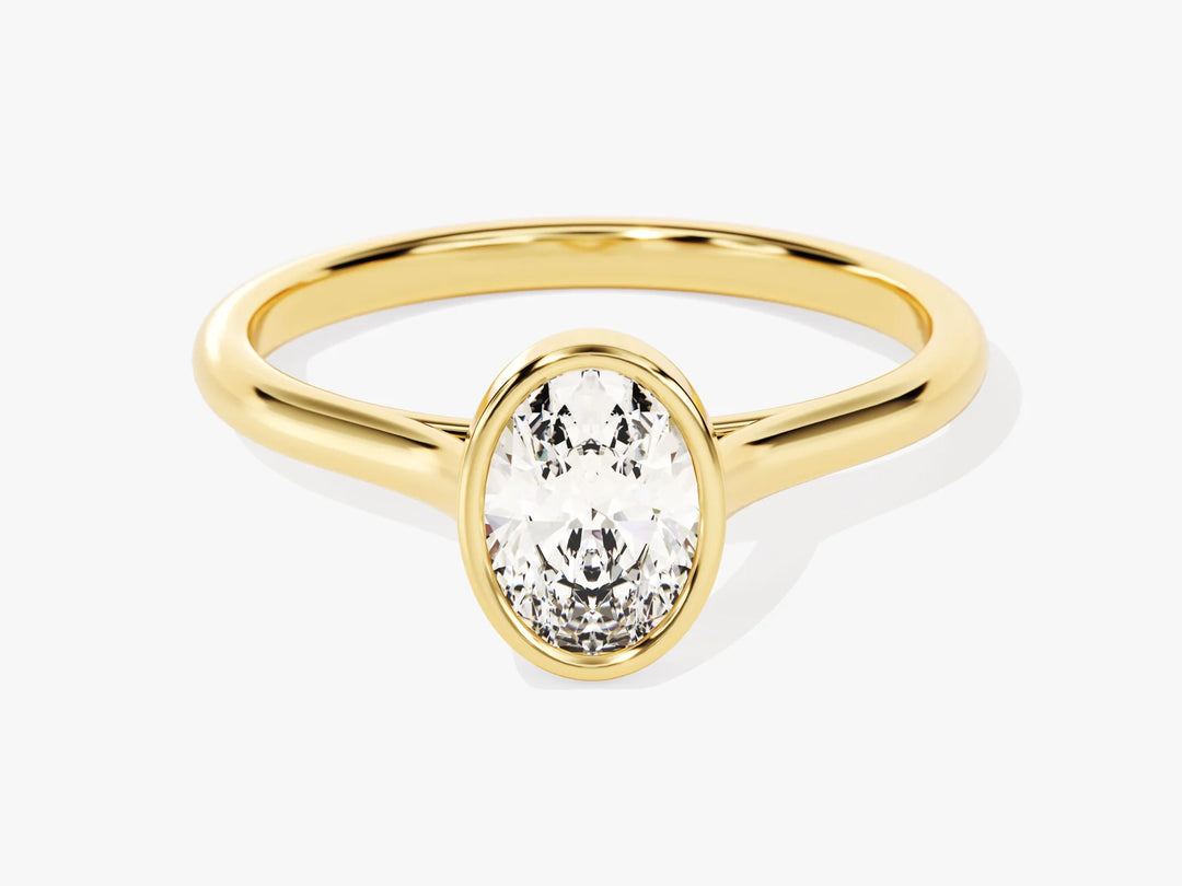 1.0CT Oval  Diamond Bezel Setting Solitaire Moissanite Engagement Ring