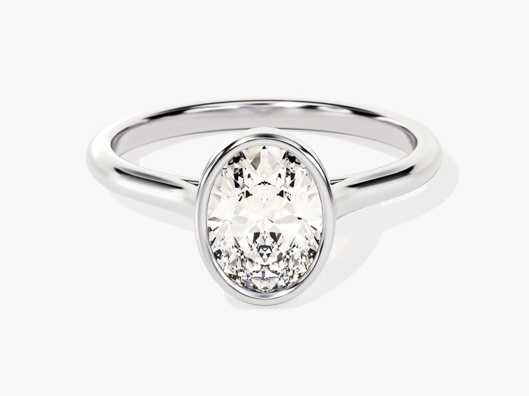 1.50CT Oval Diamond Bezel Setting Solitaire Moissanite Engagement Ring