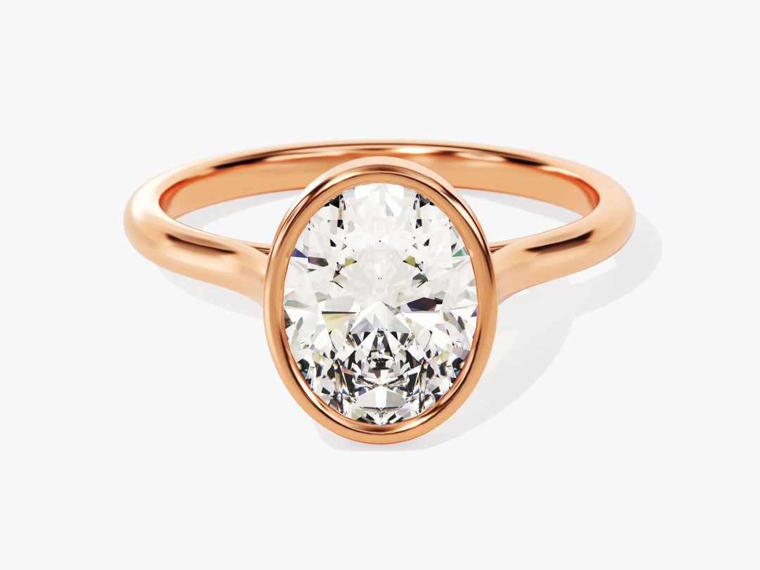 2.0CT Oval Diamond Bezel Setting Solitaire Moissanite Engagement Ring