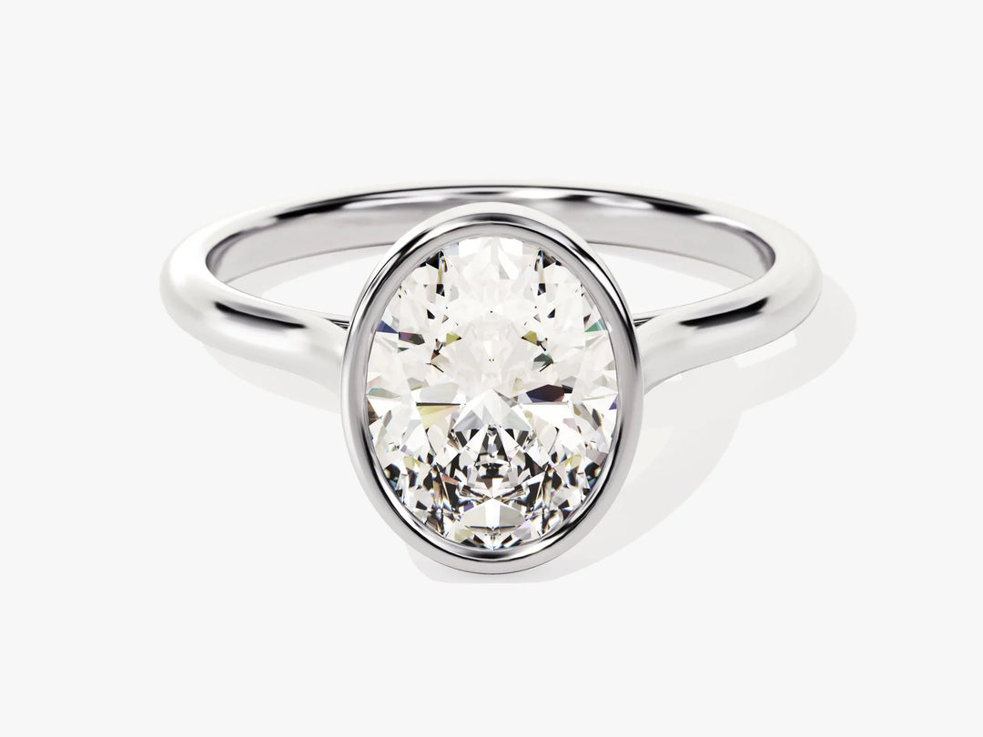 2.0CT Oval Diamond Bezel Setting Solitaire Moissanite Engagement Ring