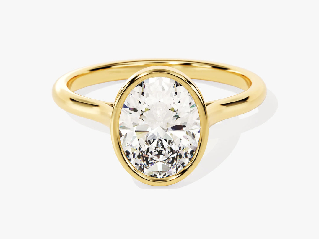 2.0CT Oval Diamond Bezel Setting Solitaire Moissanite Engagement Ring