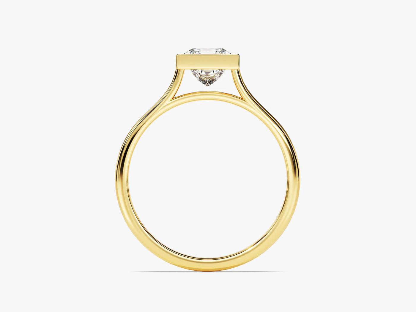 1.0CT Princess Diamond Bezel Setting Solitaire Moissanite Engagement Ring