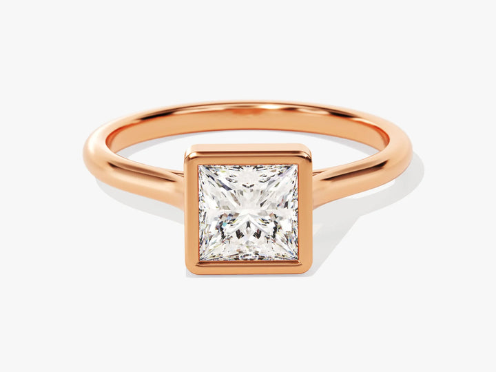 1.0CT Princess Diamond Bezel Setting Solitaire Moissanite Engagement Ring