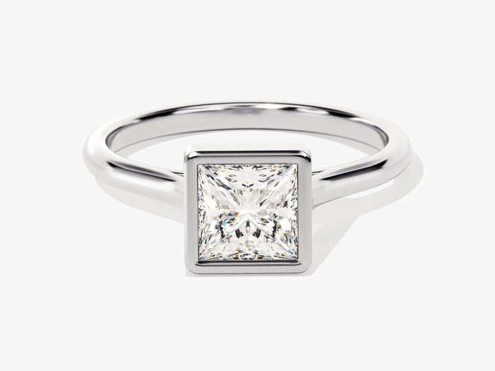 1.0CT Princess Diamond Bezel Setting Solitaire Moissanite Engagement Ring