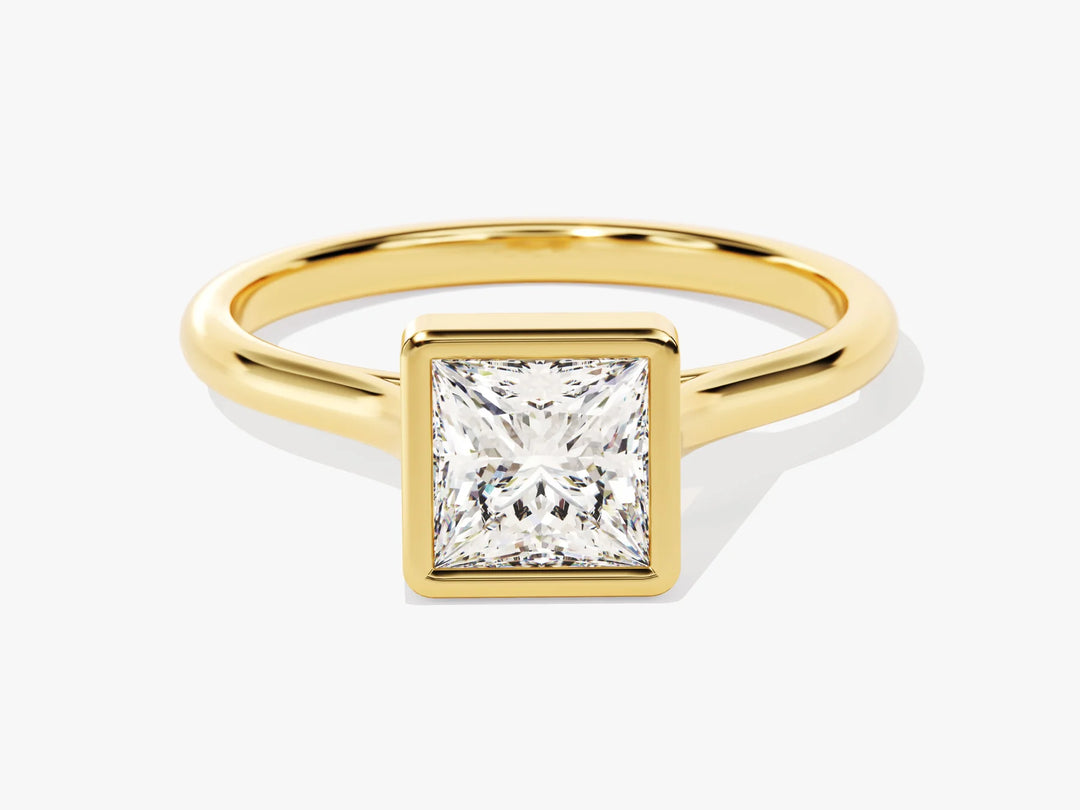 1.0CT Princess Diamond Bezel Setting Solitaire Moissanite Engagement Ring