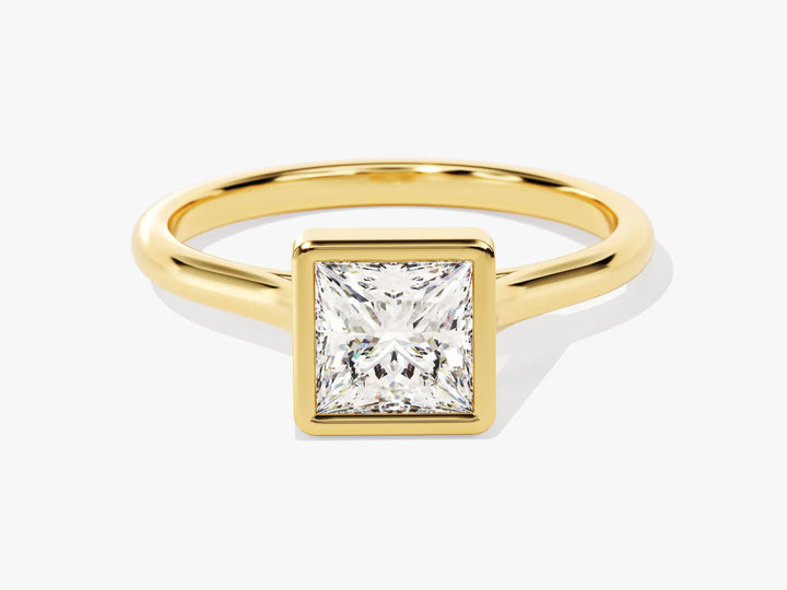 1.0CT Princess Diamond Bezel Setting Solitaire Moissanite Engagement Ring