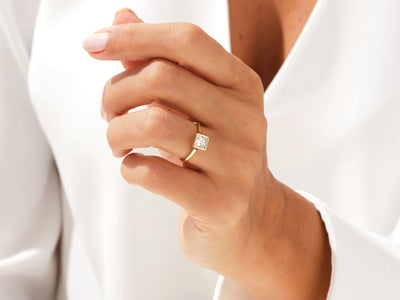 1.0CT Princess Diamond Bezel Setting Solitaire Moissanite Engagement Ring