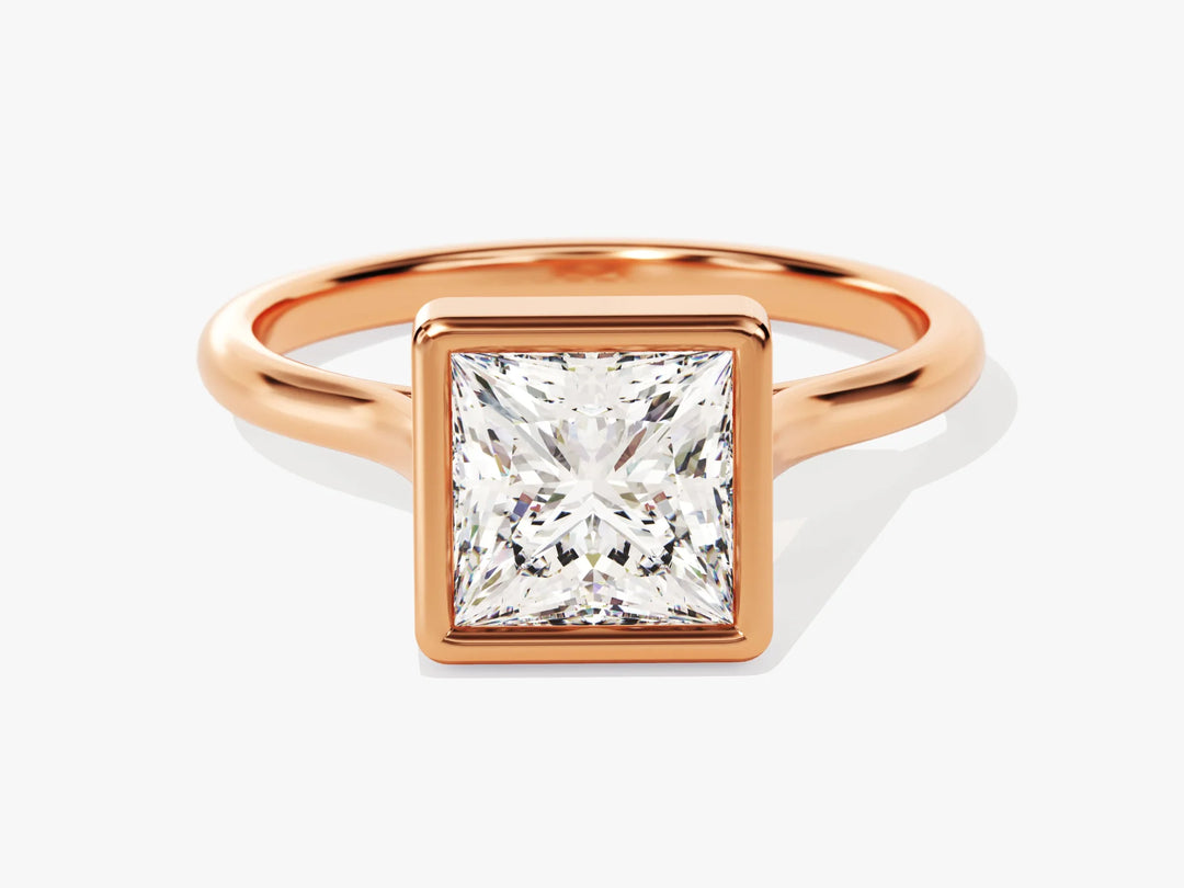 1.50CT Princess Diamond Bezel Setting Solitaire Moissanite Engagement Ring