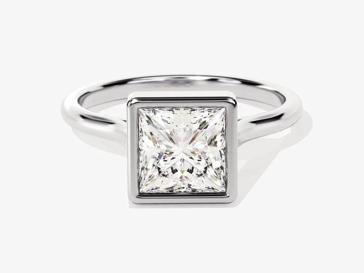 1.50CT Princess Diamond Bezel Setting Solitaire Moissanite Engagement Ring