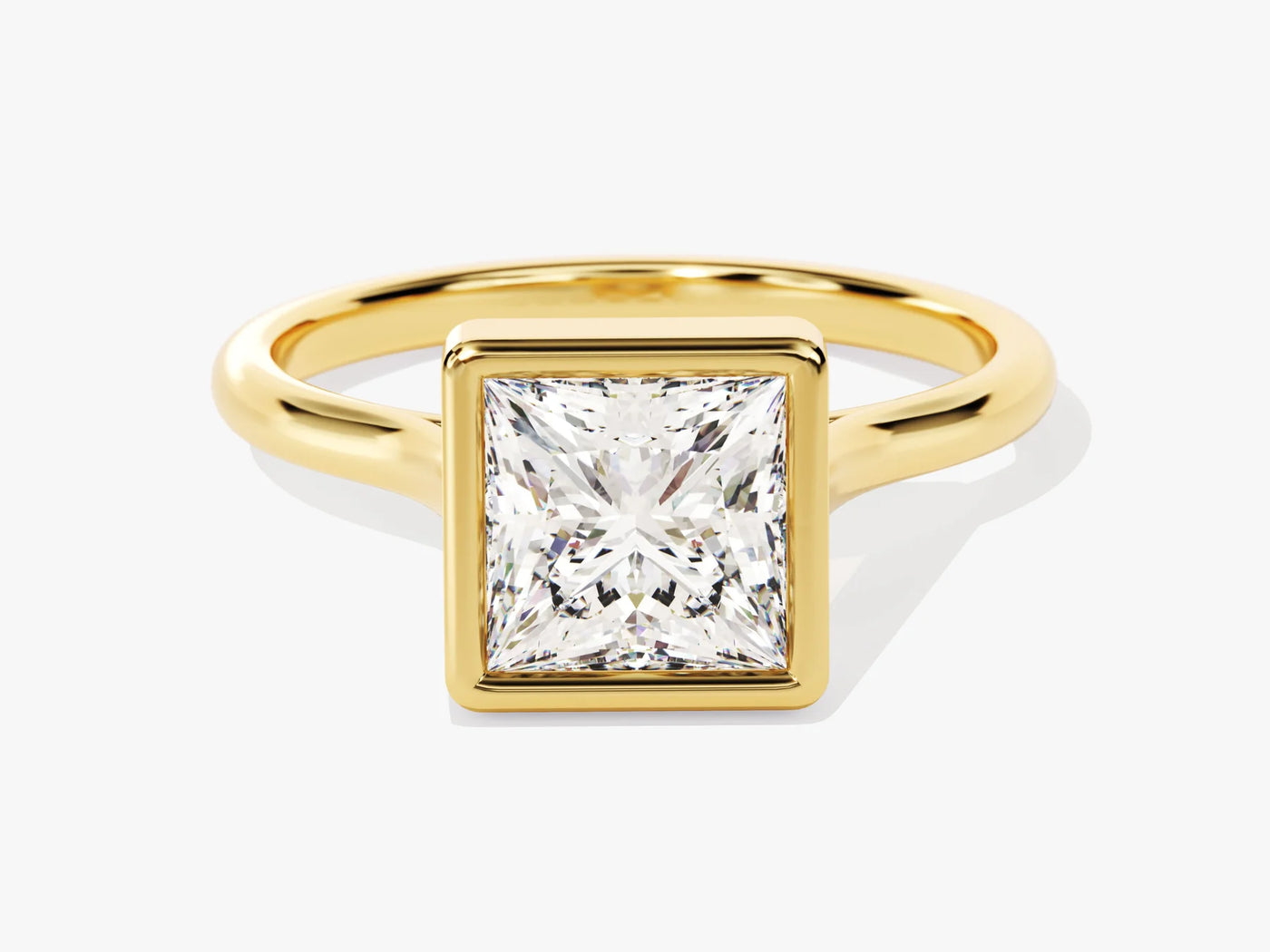 1.50CT Princess Diamond Bezel Setting Solitaire Moissanite Engagement Ring