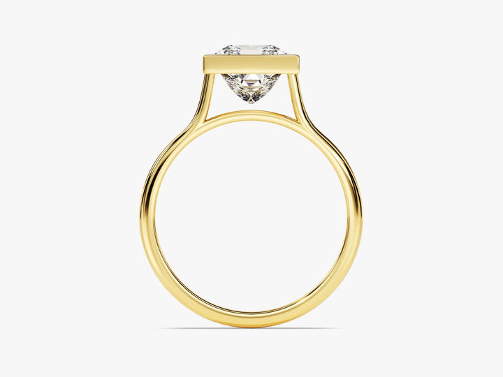 2.0CT Princess Diamond Bezel Setting Solitaire Moissanite Engagement Ring