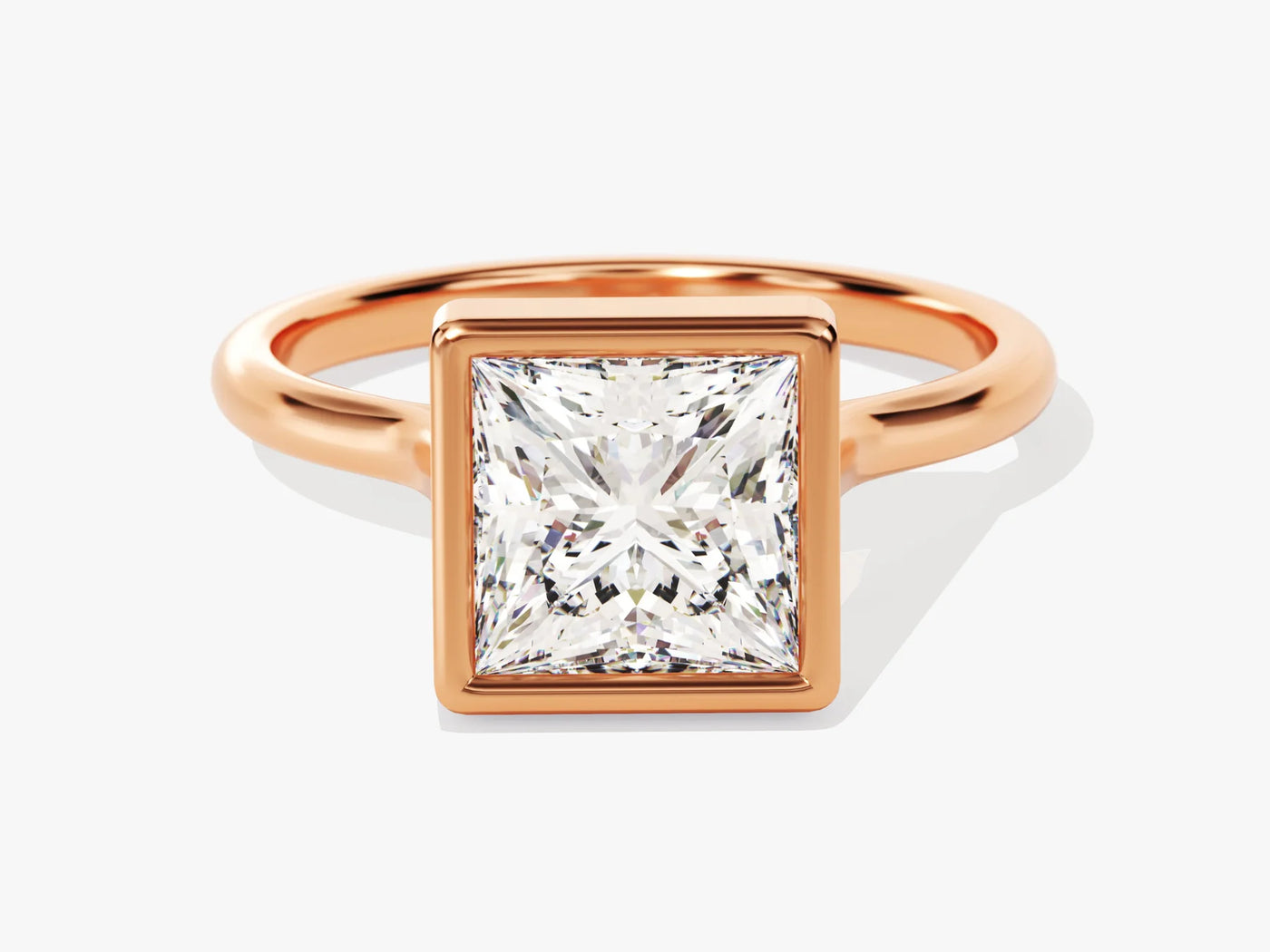 2.0CT Princess Diamond Bezel Setting Solitaire Moissanite Engagement Ring