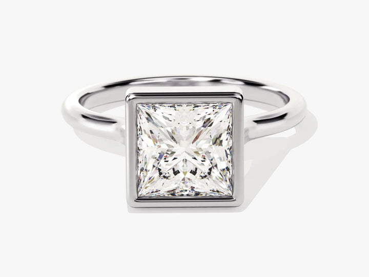 2.0CT Princess Diamond Bezel Setting Solitaire Moissanite Engagement Ring