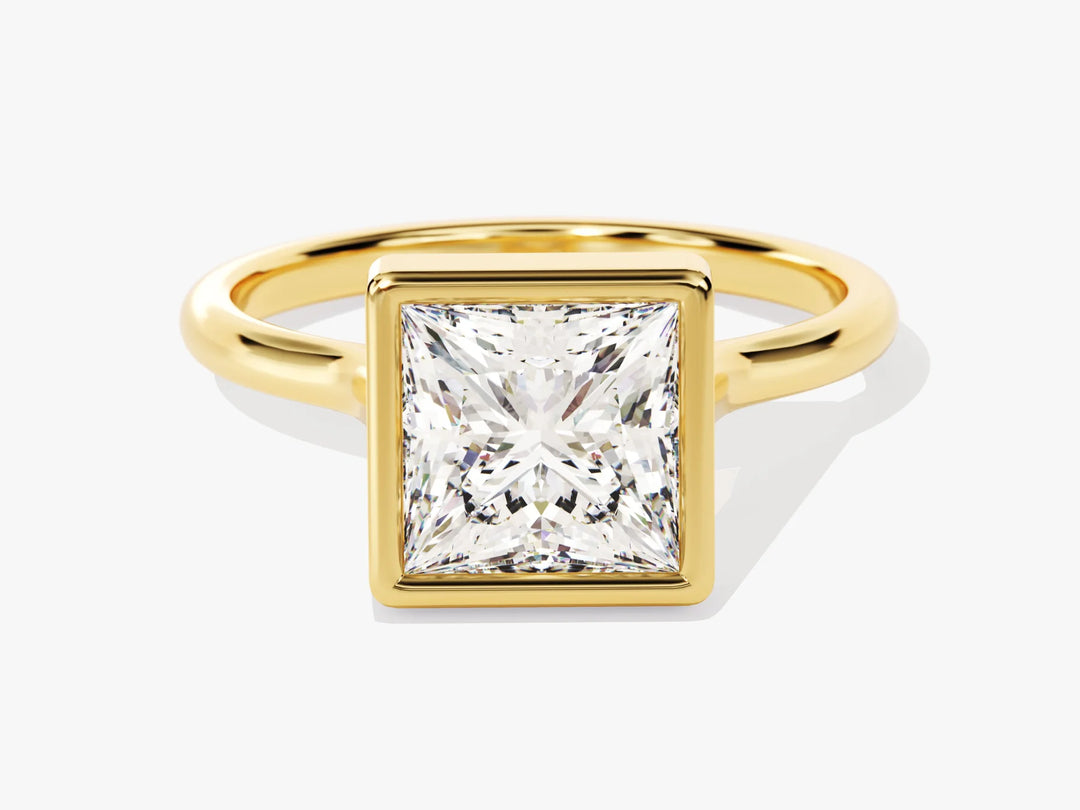 2.0CT Princess Diamond Bezel Setting Solitaire Moissanite Engagement Ring
