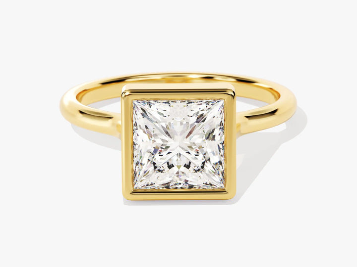 2.0CT Princess Diamond Bezel Setting Solitaire Moissanite Engagement Ring