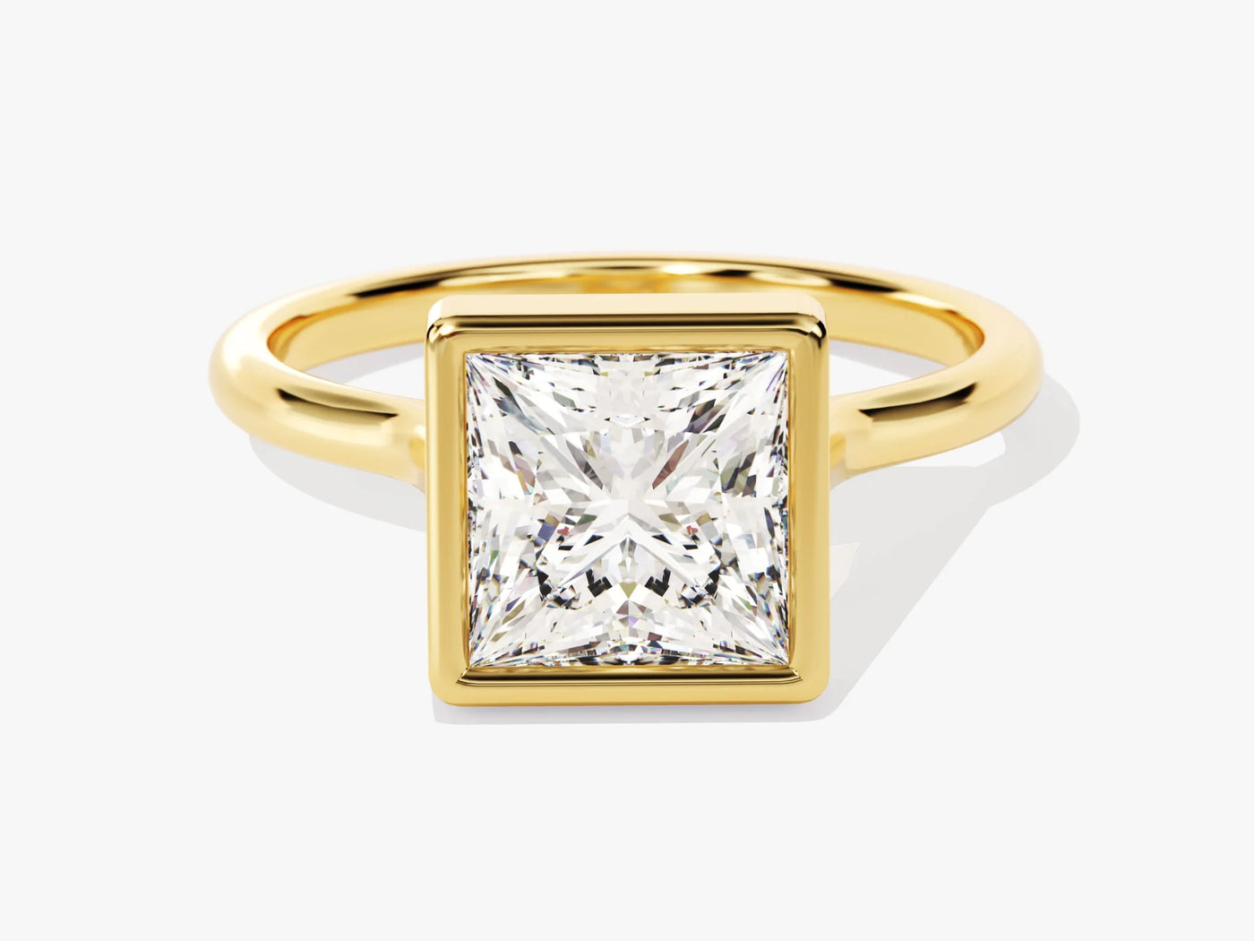 2.0CT Princess Diamond Bezel Setting Solitaire Moissanite Engagement Ring