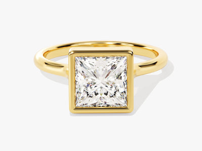 2.0CT Princess Diamond Bezel Setting Solitaire Moissanite Engagement Ring