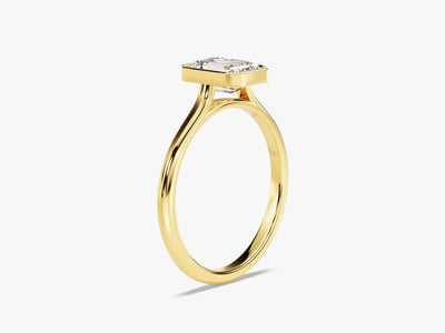 1.0CT Emerald Diamond Bezel Setting Solitaire Moissanite Engagement Ring