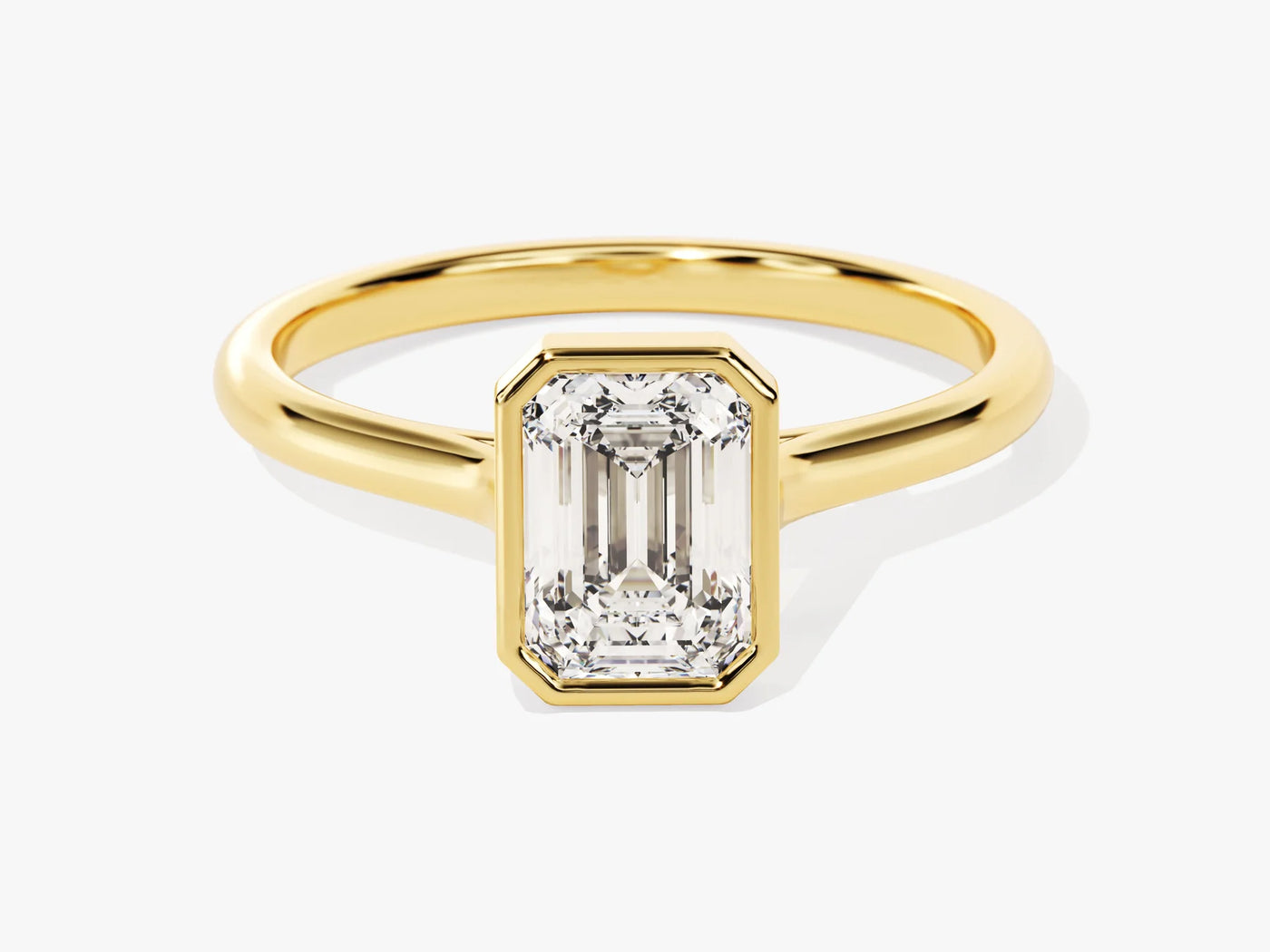 1.0CT Emerald Diamond Bezel Setting Solitaire Moissanite Engagement Ring