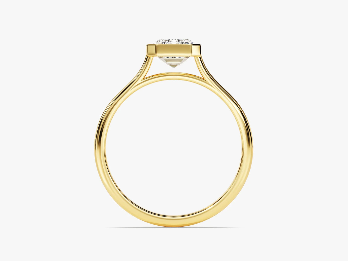 1.50CT Emerald Diamond Bezel Setting Solitaire Moissanite Engagement Ring