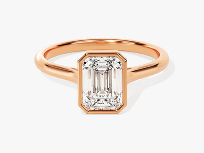 1.50CT Emerald Diamond Bezel Setting Solitaire Moissanite Engagement Ring