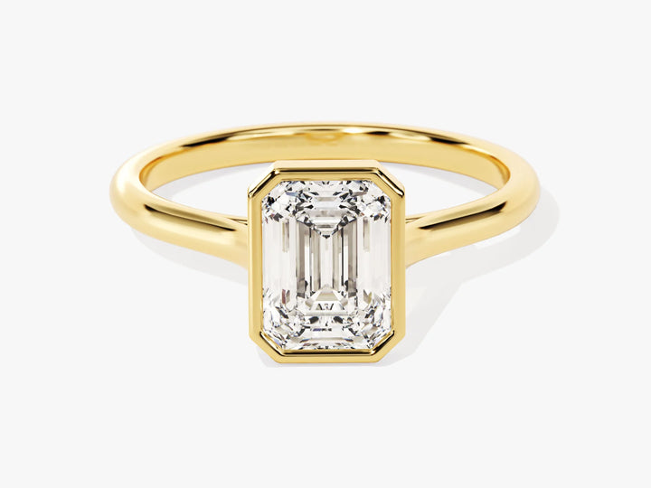1.50CT Emerald Diamond Bezel Setting Solitaire Moissanite Engagement Ring