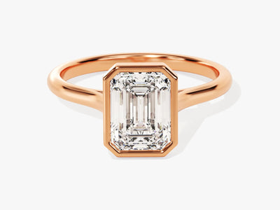 2.0CT Emerald  Diamond Bezel Setting Solitaire Moissanite Engagement Ring