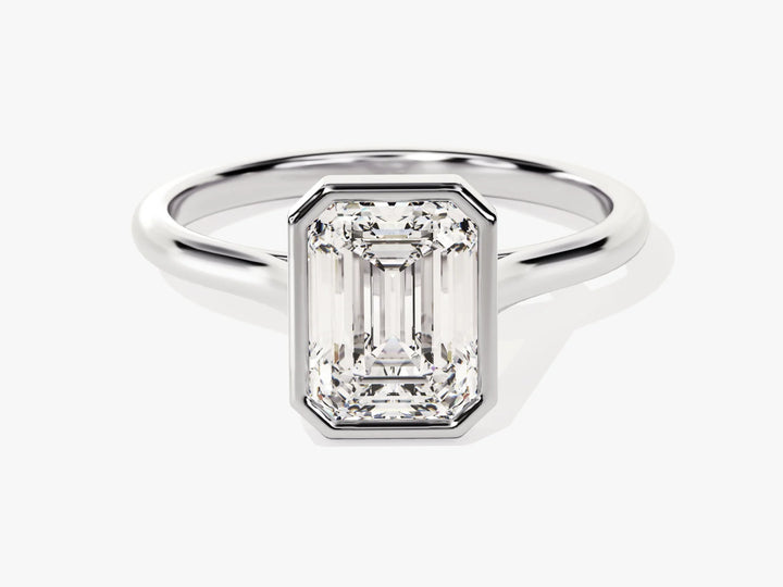 2.0CT Emerald  Diamond Bezel Setting Solitaire Moissanite Engagement Ring