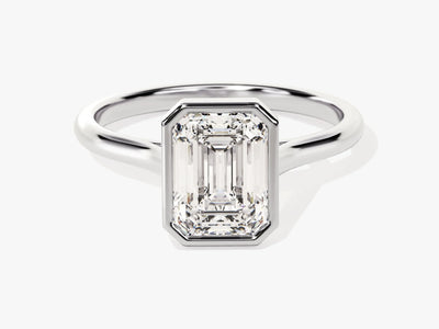 2.0CT Emerald  Diamond Bezel Setting Solitaire Moissanite Engagement Ring