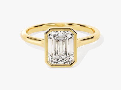 2.0CT Emerald  Diamond Bezel Setting Solitaire Moissanite Engagement Ring