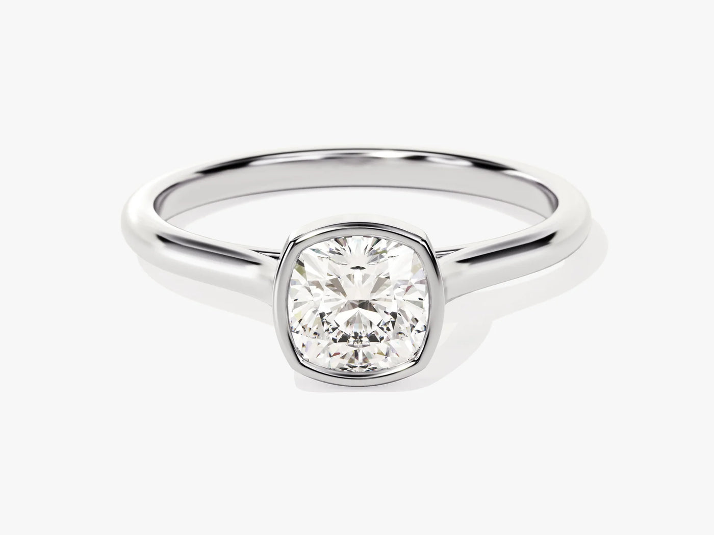 1.0CT Cushion Diamond Bezel Setting Solitaire Moissanite Engagement Ring