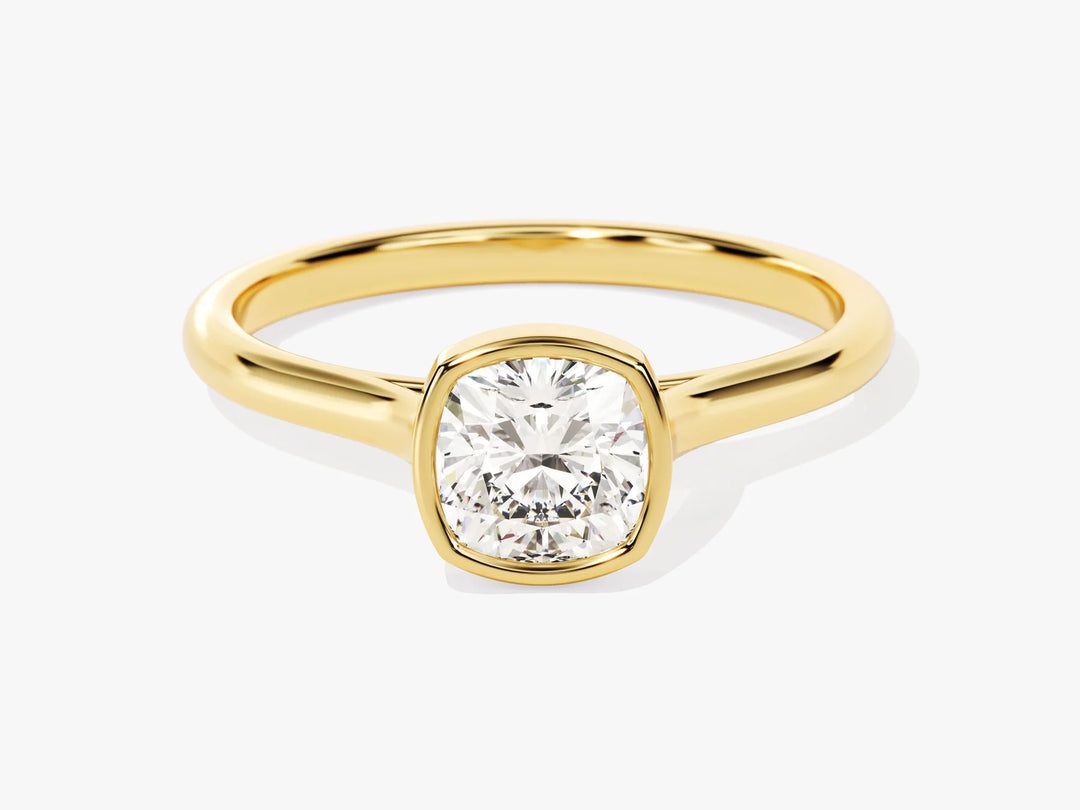 1.0CT Cushion Diamond Bezel Setting Solitaire Moissanite Engagement Ring