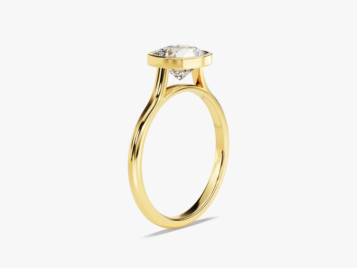 1.50CT Cushion Cut Bezel Setting Solitaire Moissanite Engagement Ring