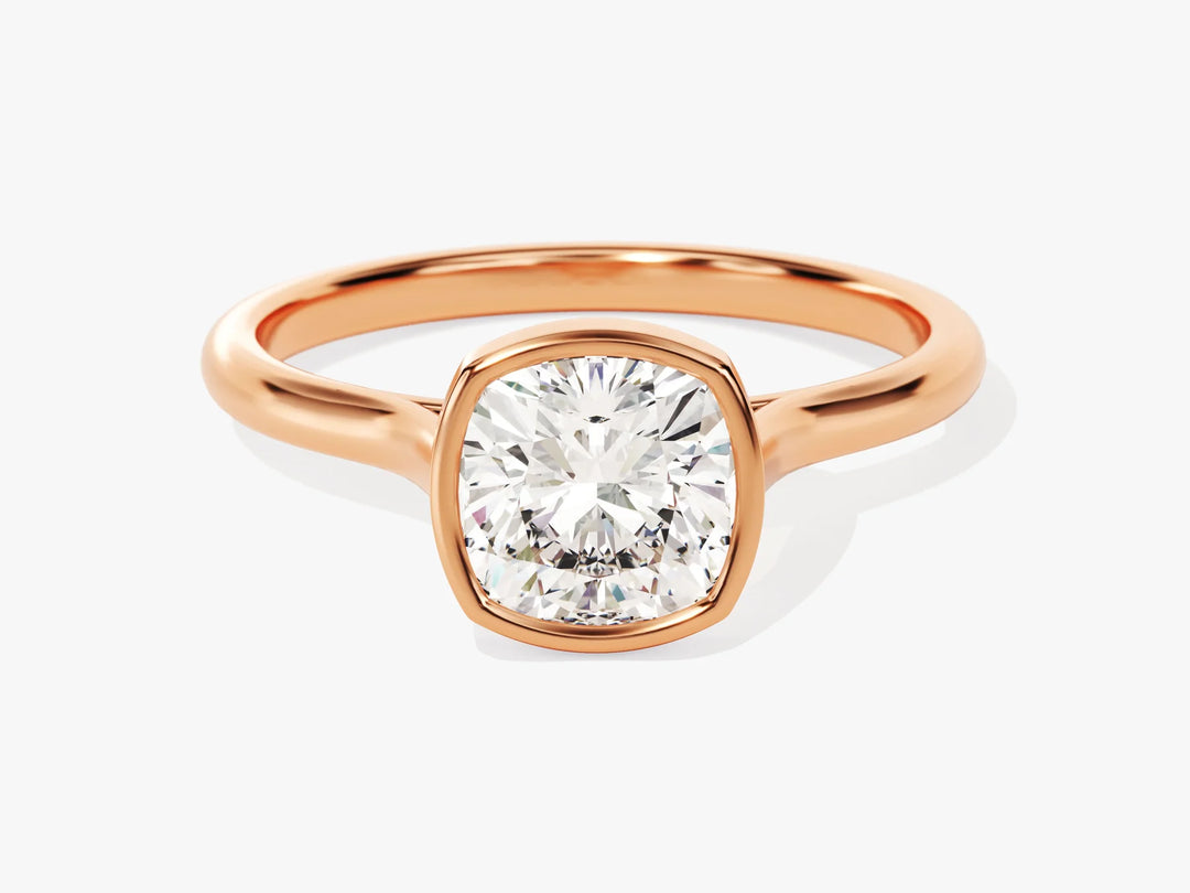1.50CT Cushion Cut Bezel Setting Solitaire Moissanite Engagement Ring