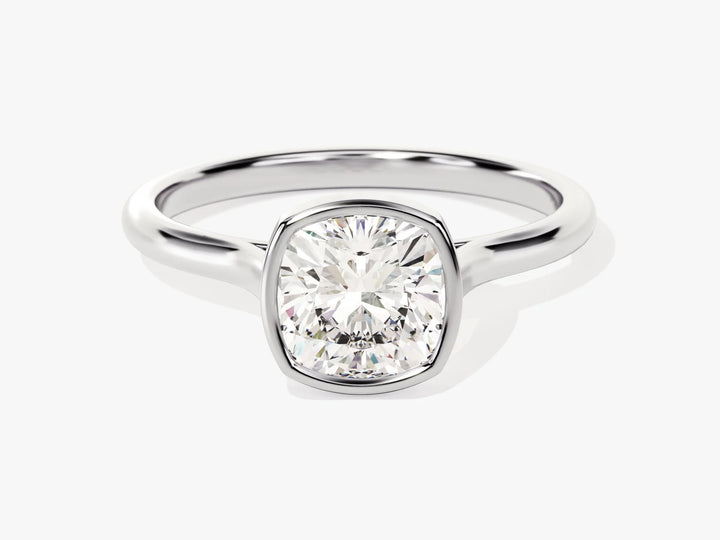 1.50CT Cushion Cut Bezel Setting Solitaire Moissanite Engagement Ring