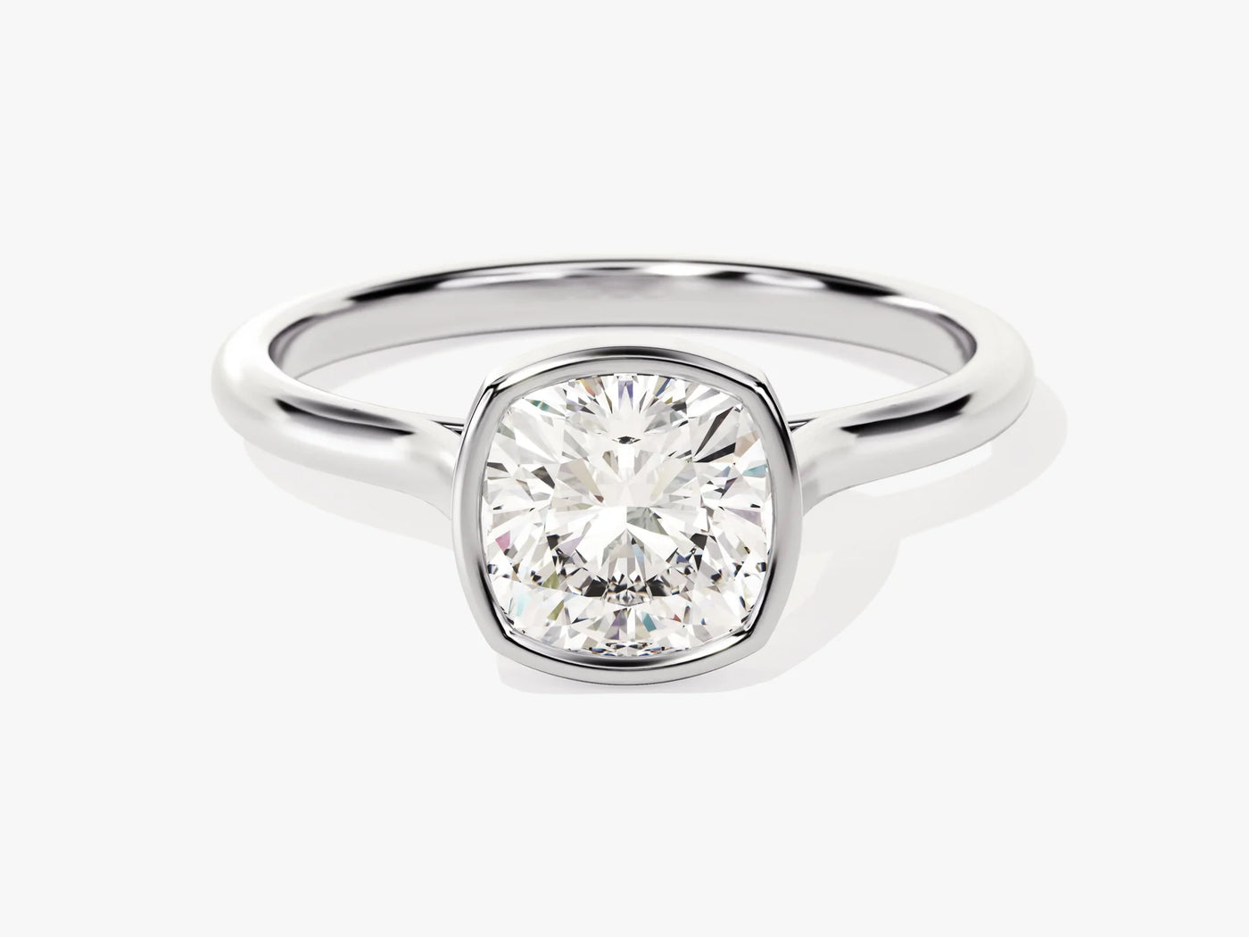 1.50CT Cushion Cut Bezel Setting Solitaire Moissanite Engagement Ring