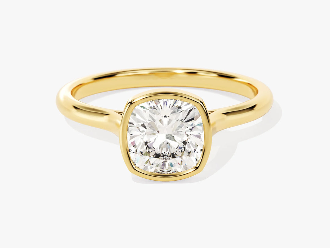 1.50CT Cushion Cut Bezel Setting Solitaire Moissanite Engagement Ring
