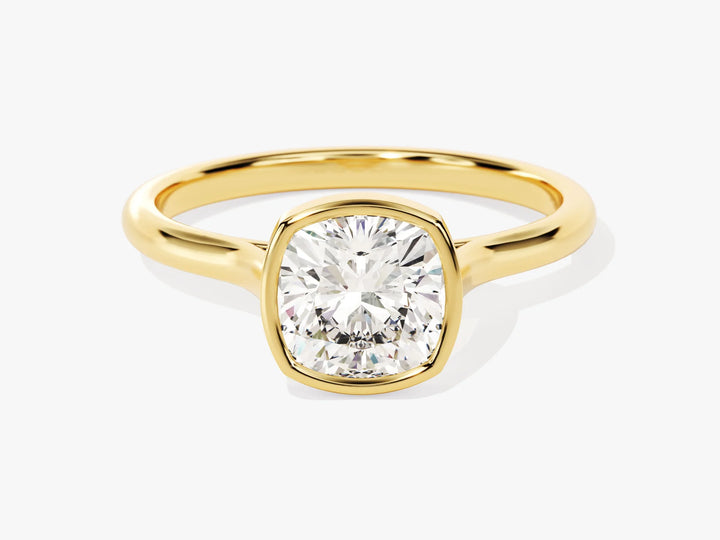 1.50CT Cushion Cut Bezel Setting Solitaire Moissanite Engagement Ring
