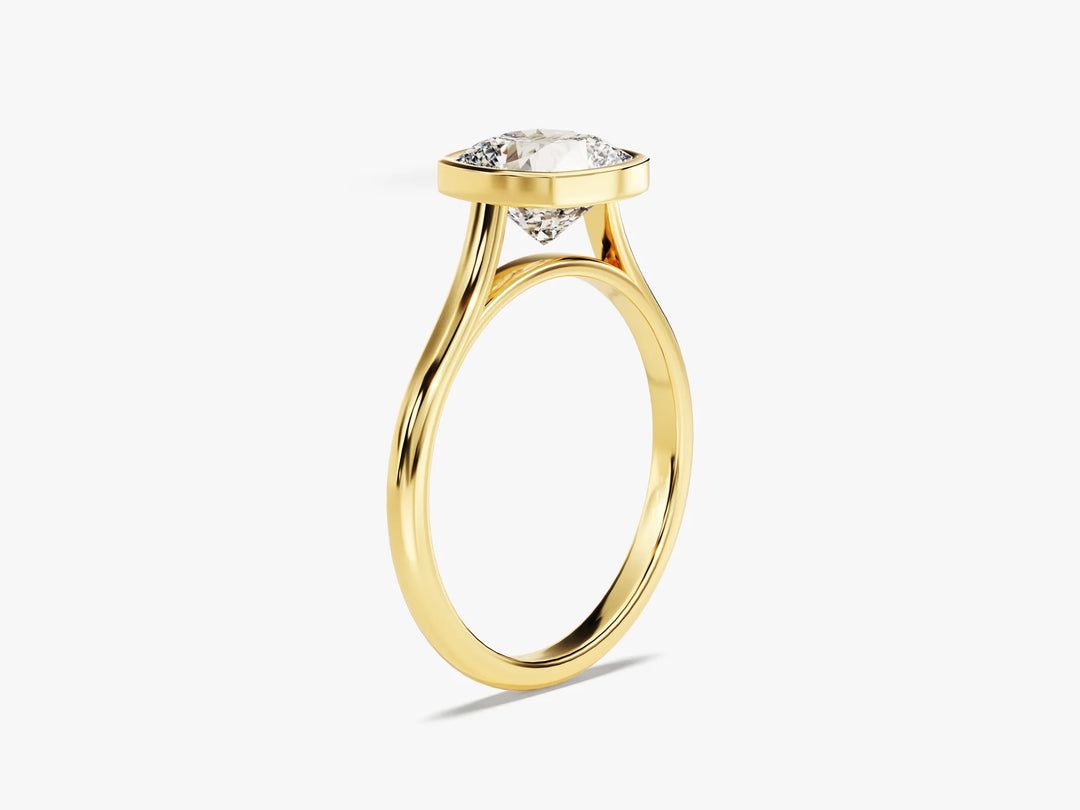 2.0CT Cushion Cut Bezel Setting Solitaire Moissanite Engagement Ring