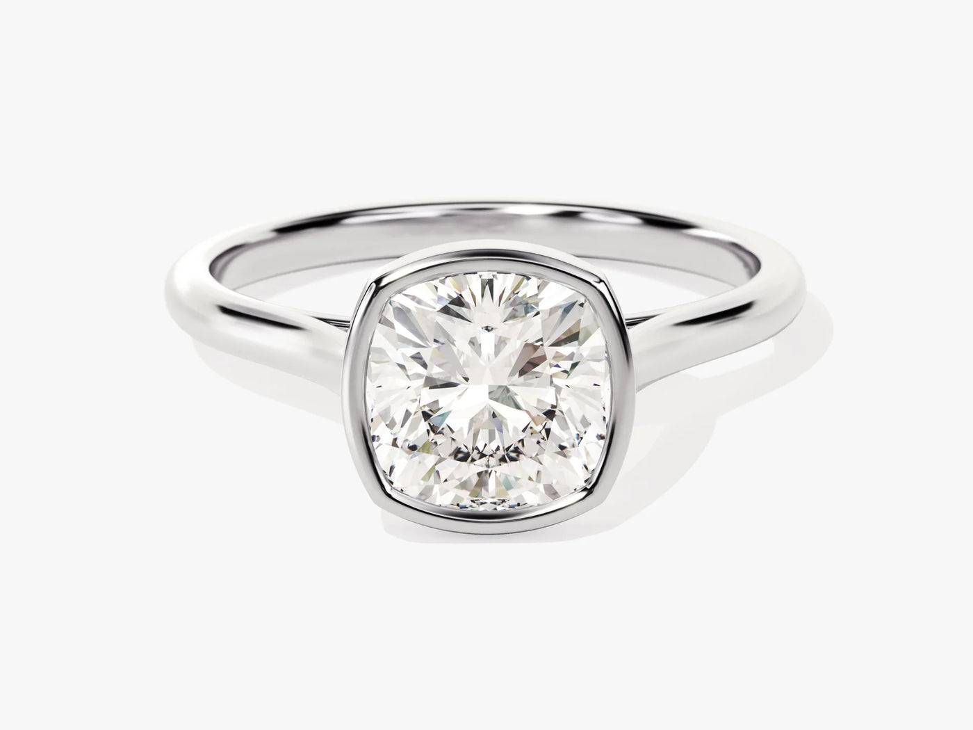 2.0CT Cushion Cut Bezel Setting Solitaire Moissanite Engagement Ring