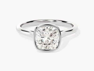 2.0CT Cushion Cut Bezel Setting Solitaire Moissanite Engagement Ring