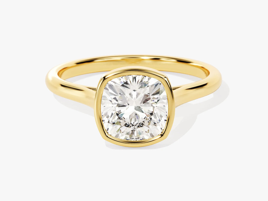 2.0CT Cushion Cut Bezel Setting Solitaire Moissanite Engagement Ring