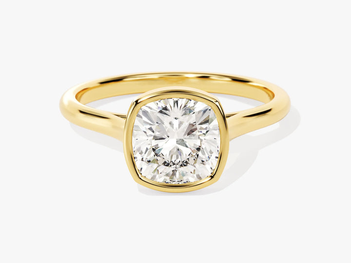 2.0CT Cushion Cut Bezel Setting Solitaire Moissanite Engagement Ring